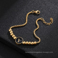 Shangjie Oem Pulseras de Acero Bracelete de Hip Hop Inoxidável Trendy Aço inoxidável Bracelete de ouro letra de pulseira com contas